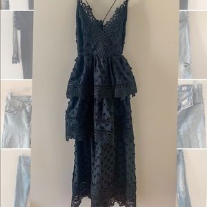 Self-Portrait lace-trim polka dot dress